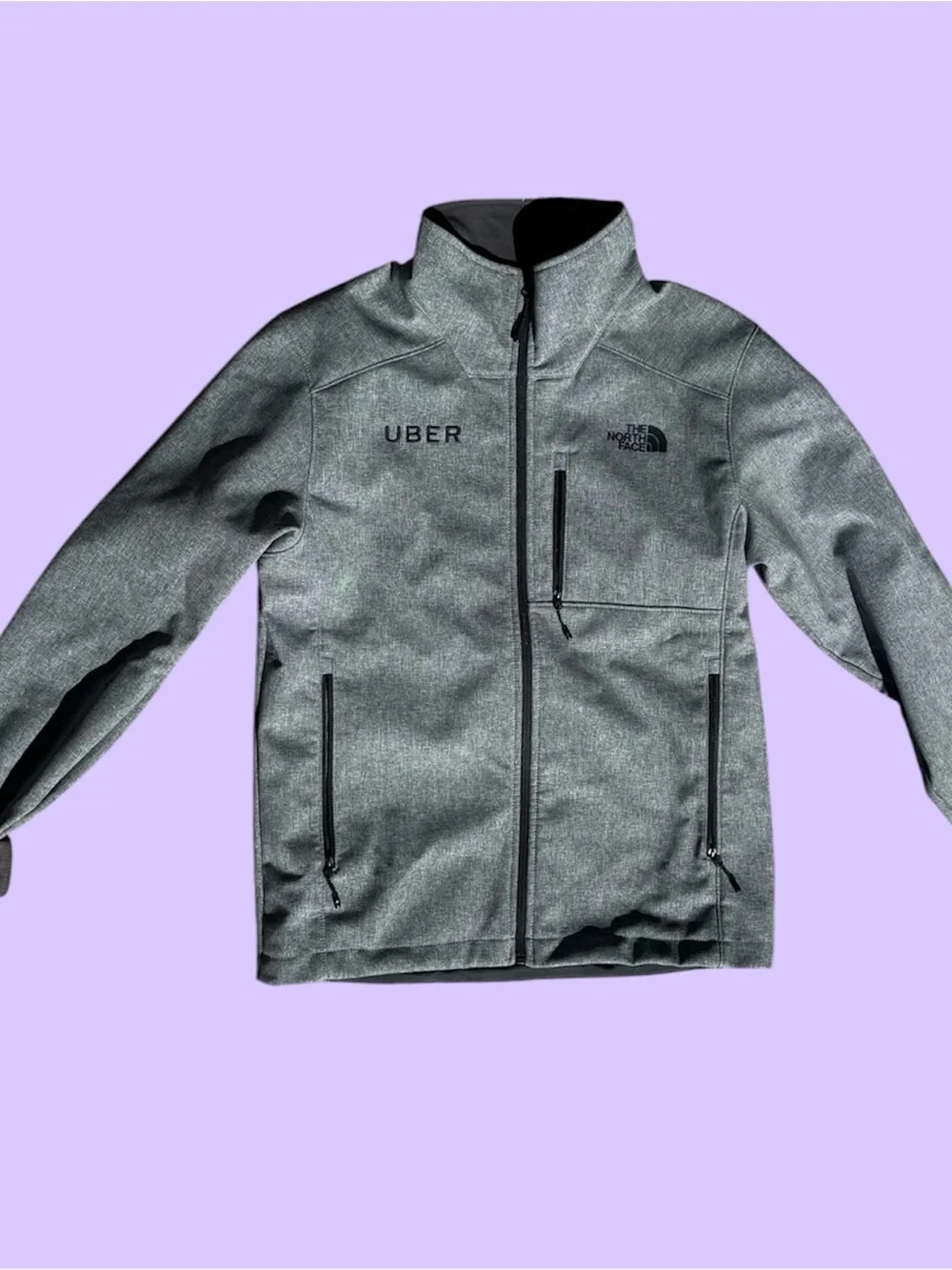The North Face Kids Gray Softshell Jacket with Uber Logo